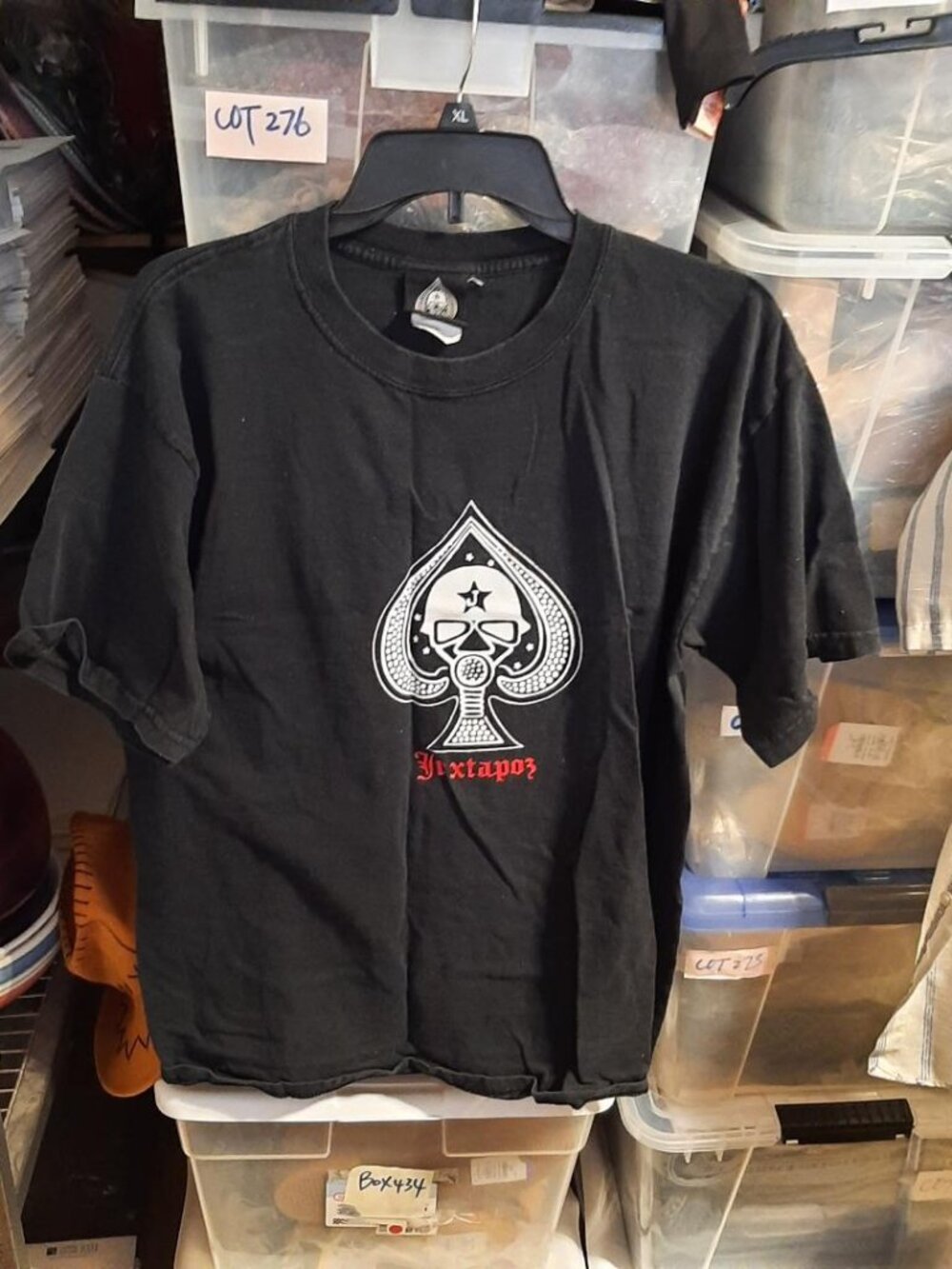 Vintage Juxtapoz White Ace of Spades Inside W Skull On Black Size L